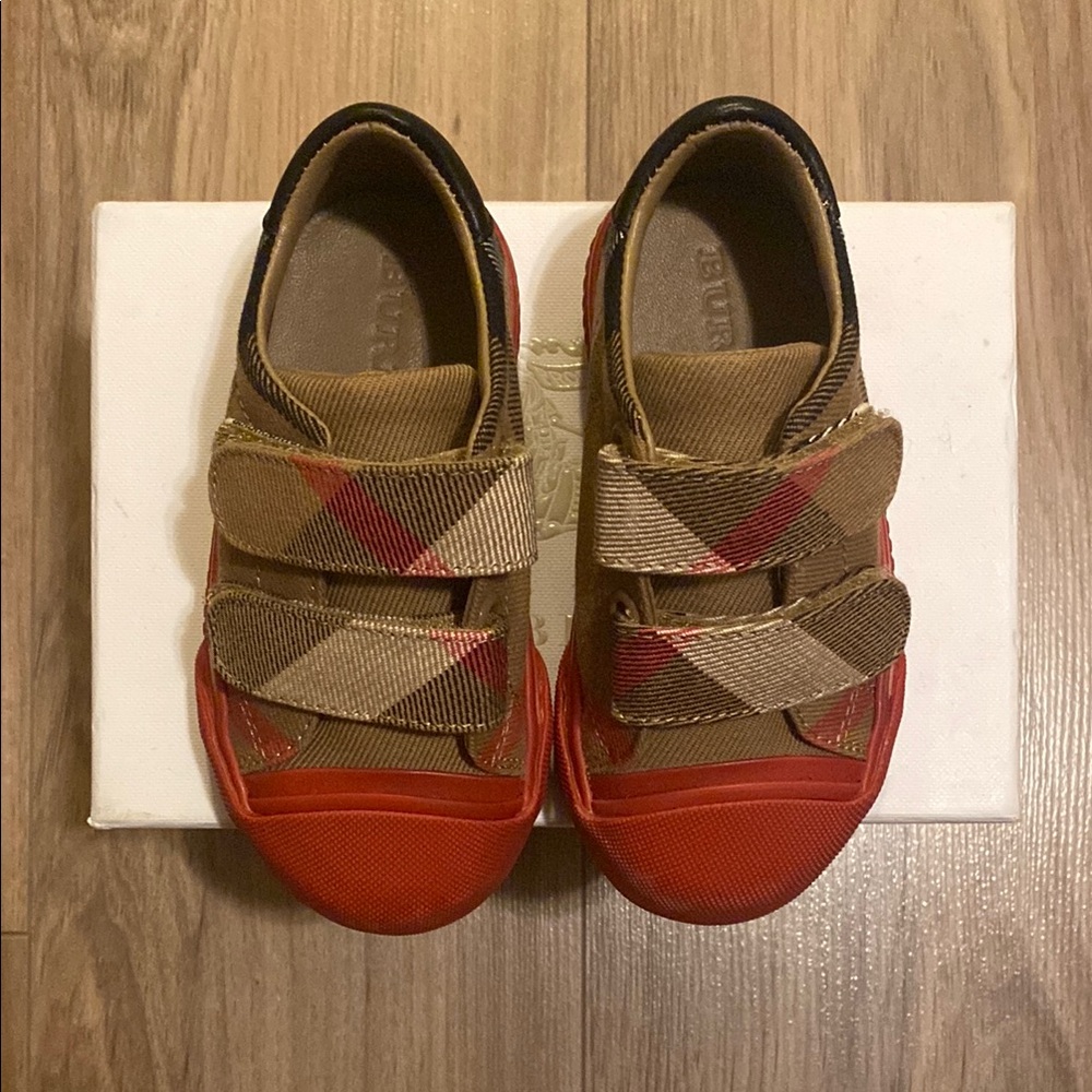 Burberry Brown and Red Plaid Sneakers